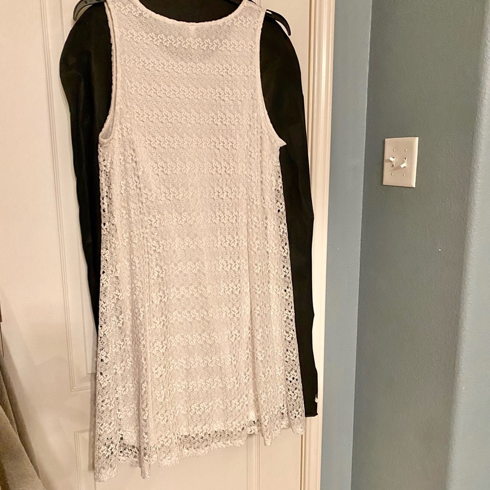 NY Collection Bright White Lace Dress